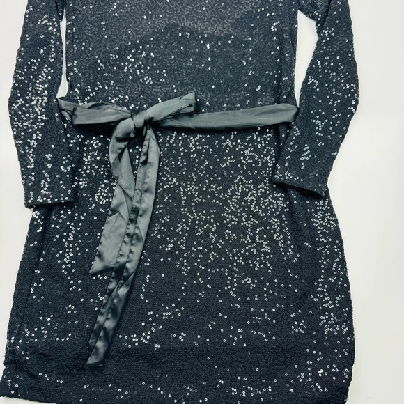 Express Long Sleeve Sequin Mini Dress with‎ Removable Satin Sash Size XS - Picture 6 of 11